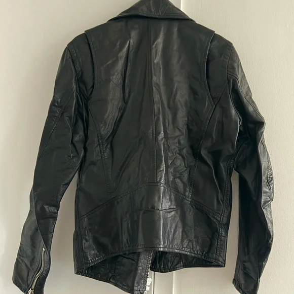Diesel Black Leather Jacket with Silver Accents - Picture 4 of 6